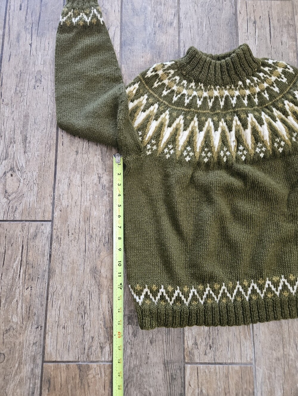 Scondi Navian Handmad Sweater Adult Olive Green Mock Neck Winter Pullover - Picture 5 of 8